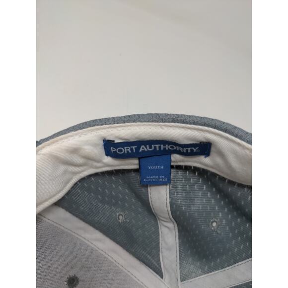 Boys Youth Strapback Hat Embroidered P Gray Port Authority Cap - Picture 10 of 11